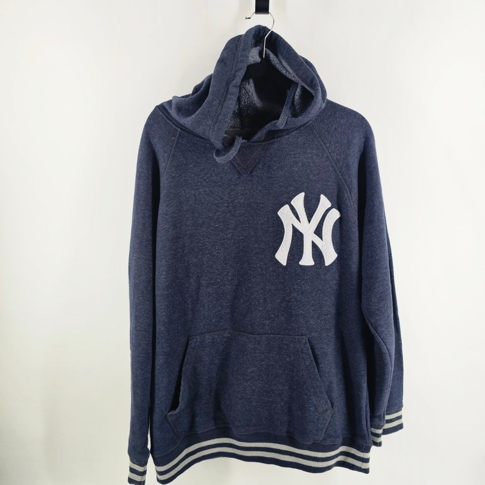 Stitches Hoodie Men Large Blue NY Yankees MLB Raglan Pullover